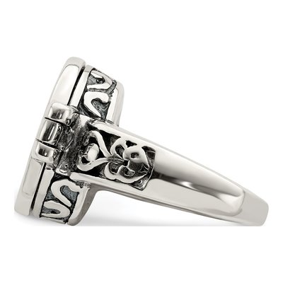Sterling Silver Antiqued Oval Locket Ring – view 4