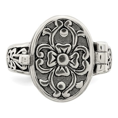 Sterling Silver Antiqued Oval Locket Ring – view 5