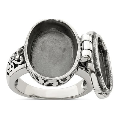 Sterling Silver Antiqued Oval Locket Ring – view 6