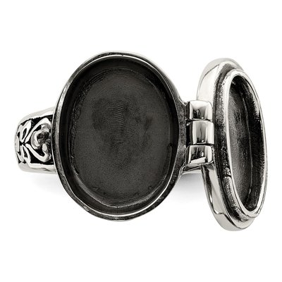 Sterling Silver Antiqued Oval Locket Ring – view 7