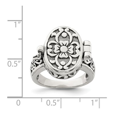 Sterling Silver Antiqued Oval Locket Ring – view 8