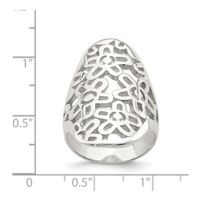 Sterling Silver Flower Cut Out Full Finger Ring – view 4