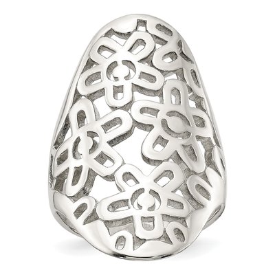 Sterling Silver Flower Cut Out Full Finger Ring
