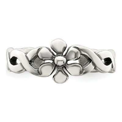 Sterling Silver Antiqued Floral Toe Ring – view 6