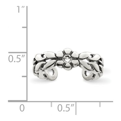 Sterling Silver Crystal Antiqued Toe Ring – view 4