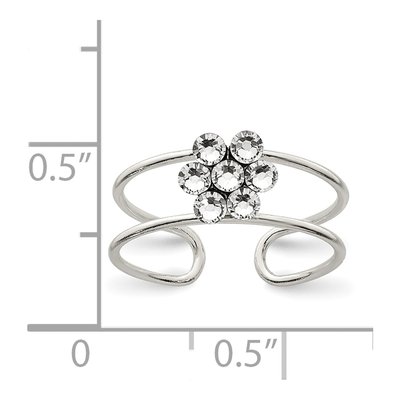 Sterling Silver CZ Flower Toe Ring – view 4