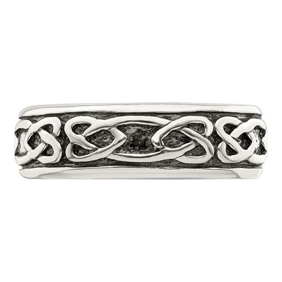 Men's Sterling Silver Textured Design Ring – view 6