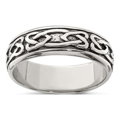 Men's Sterling Silver Textured Design Ring
