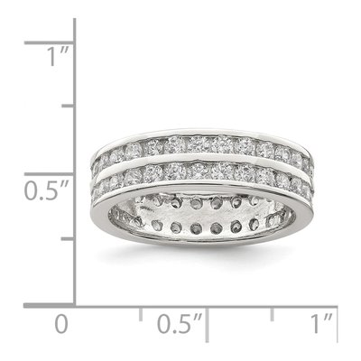 Sterling Silver CZ Double Row Wedding Band – view 4