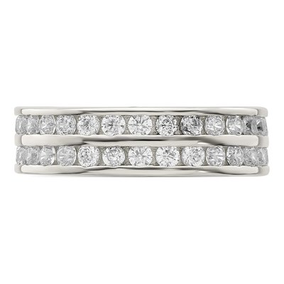 Sterling Silver CZ Double Row Wedding Band – view 5