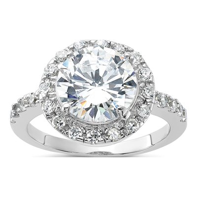 Sterling Silver CZ Engagement Ring