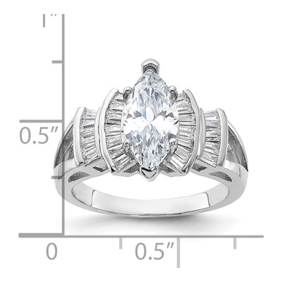 Sterling Silver CZ Marquise Engagement Ring – view 4