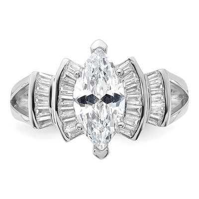Sterling Silver CZ Marquise Engagement Ring – view 6
