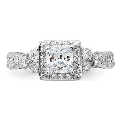 Sterling Silver CZ Square Ring – view 6