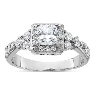 Sterling Silver CZ Square Ring