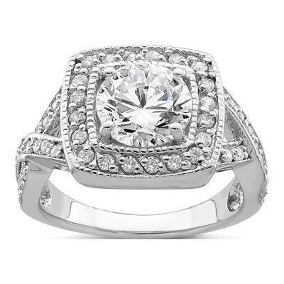 Sterling Silver CZ Round Fashion Ring