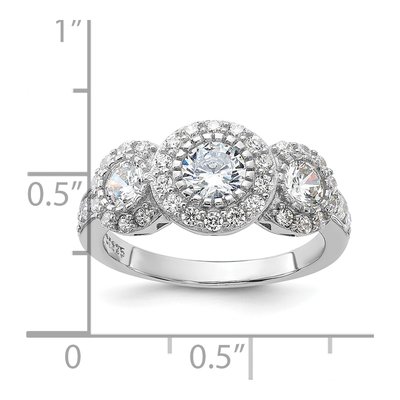 Sterling Silver CZ 3-Stone Ring – view 4