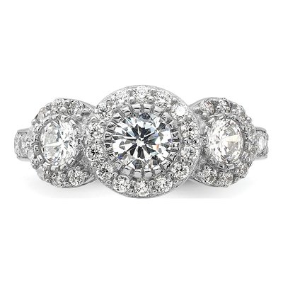 Sterling Silver CZ 3-Stone Ring – view 6
