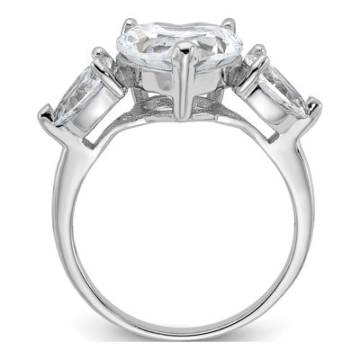 Sterling Silver CZ Heart 3-Stone Ring – view 3