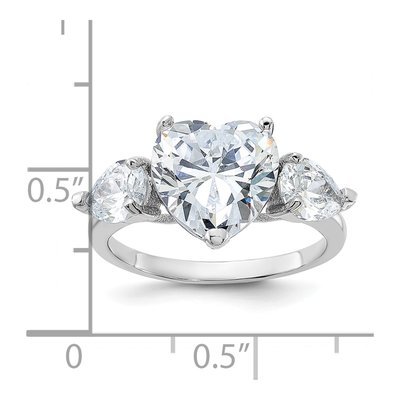 Sterling Silver CZ Heart 3-Stone Ring – view 4