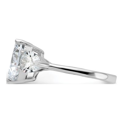 Sterling Silver CZ Heart 3-Stone Ring – view 5