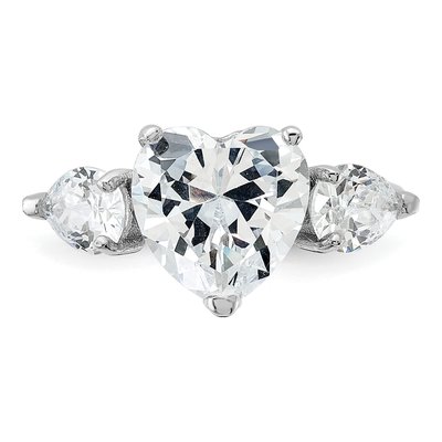 Sterling Silver CZ Heart 3-Stone Ring – view 6