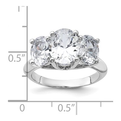 Sterling Silver CZ 3-Stone Engagement Ring – view 4