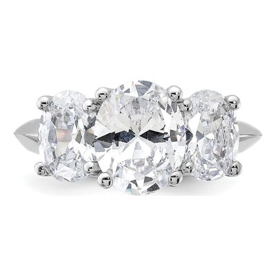 Sterling Silver CZ 3-Stone Engagement Ring – view 6