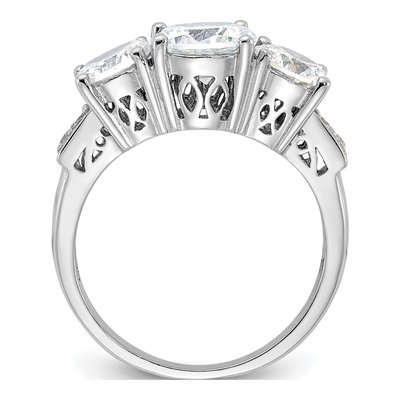 Sterling Silver CZ 3-Stone Engagement Ring – view 3
