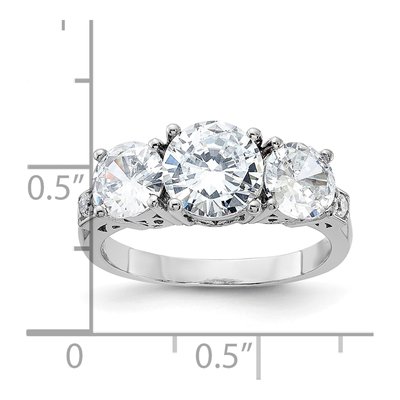 Sterling Silver CZ 3-Stone Engagement Ring – view 4