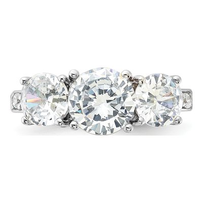 Sterling Silver CZ 3-Stone Engagement Ring – view 6