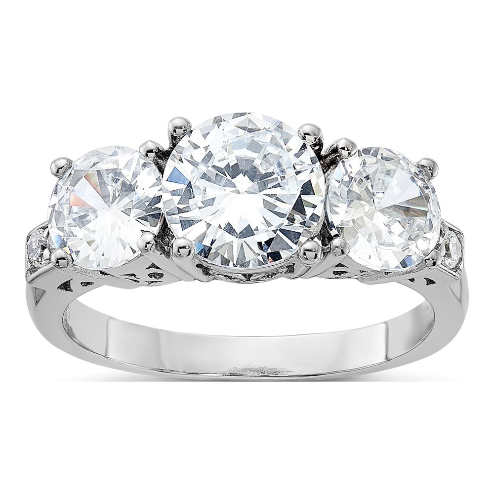Sterling Silver CZ 3-Stone Engagement Ring