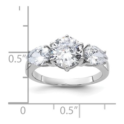 Sterling Silver CZ 3-Stone Engagement Ring – view 4