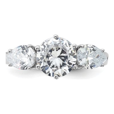 Sterling Silver CZ 3-Stone Engagement Ring – view 6