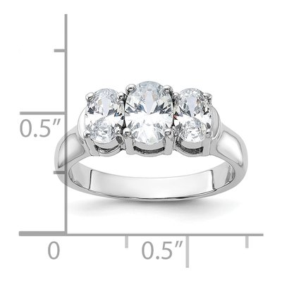 Sterling Silver CZ 3-Stone Engagement Ring – view 4