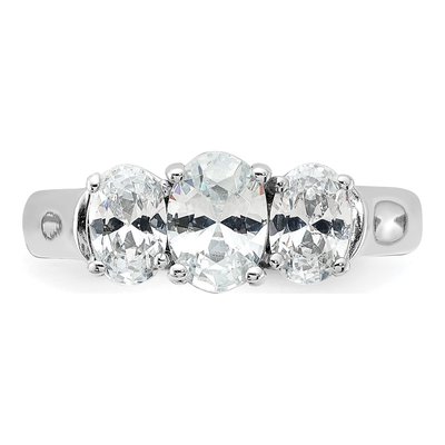 Sterling Silver CZ 3-Stone Engagement Ring – view 6