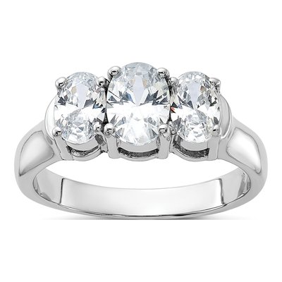 Sterling Silver CZ 3-Stone Engagement Ring