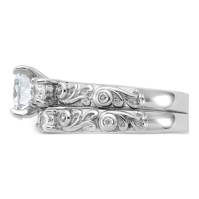 Sterling Silver CZ 2-Piece Wedding Ring Set – view 4