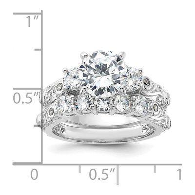 Sterling Silver CZ 2-Piece Wedding Ring Set – view 5