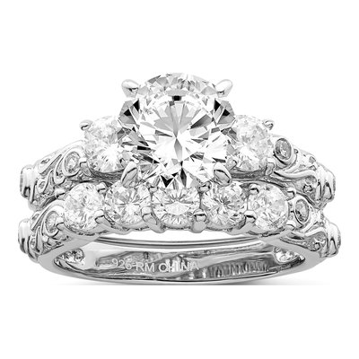 Sterling Silver CZ 2-Piece Wedding Ring Set – view 8