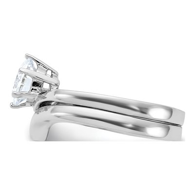 Sterling Silver CZ Wedding Ring Set – view 4