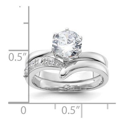 Sterling Silver CZ Wedding Ring Set – view 5