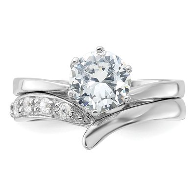 Sterling Silver CZ Wedding Ring Set – view 6