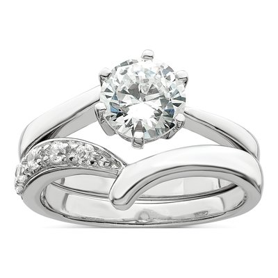 Sterling Silver CZ Wedding Ring Set – view 7