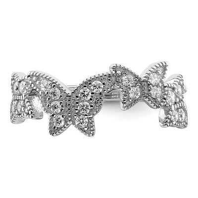 Sterling Silver CZ Butterfly Ring – view 6