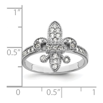 Sterling Silver CZ Fleur-De-Lis Ring – view 4