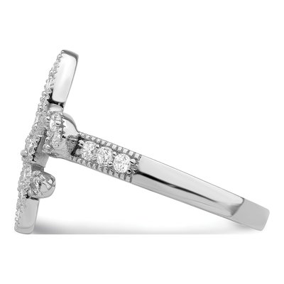 Sterling Silver CZ Fleur-De-Lis Ring – view 5