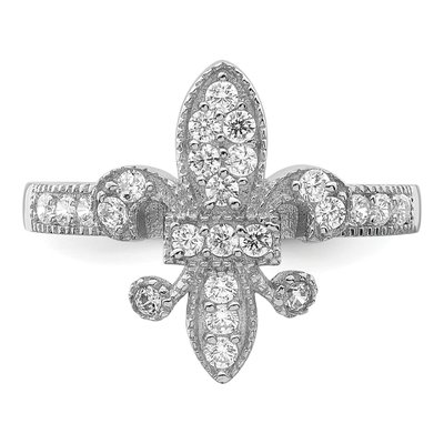 Sterling Silver CZ Fleur-De-Lis Ring – view 6