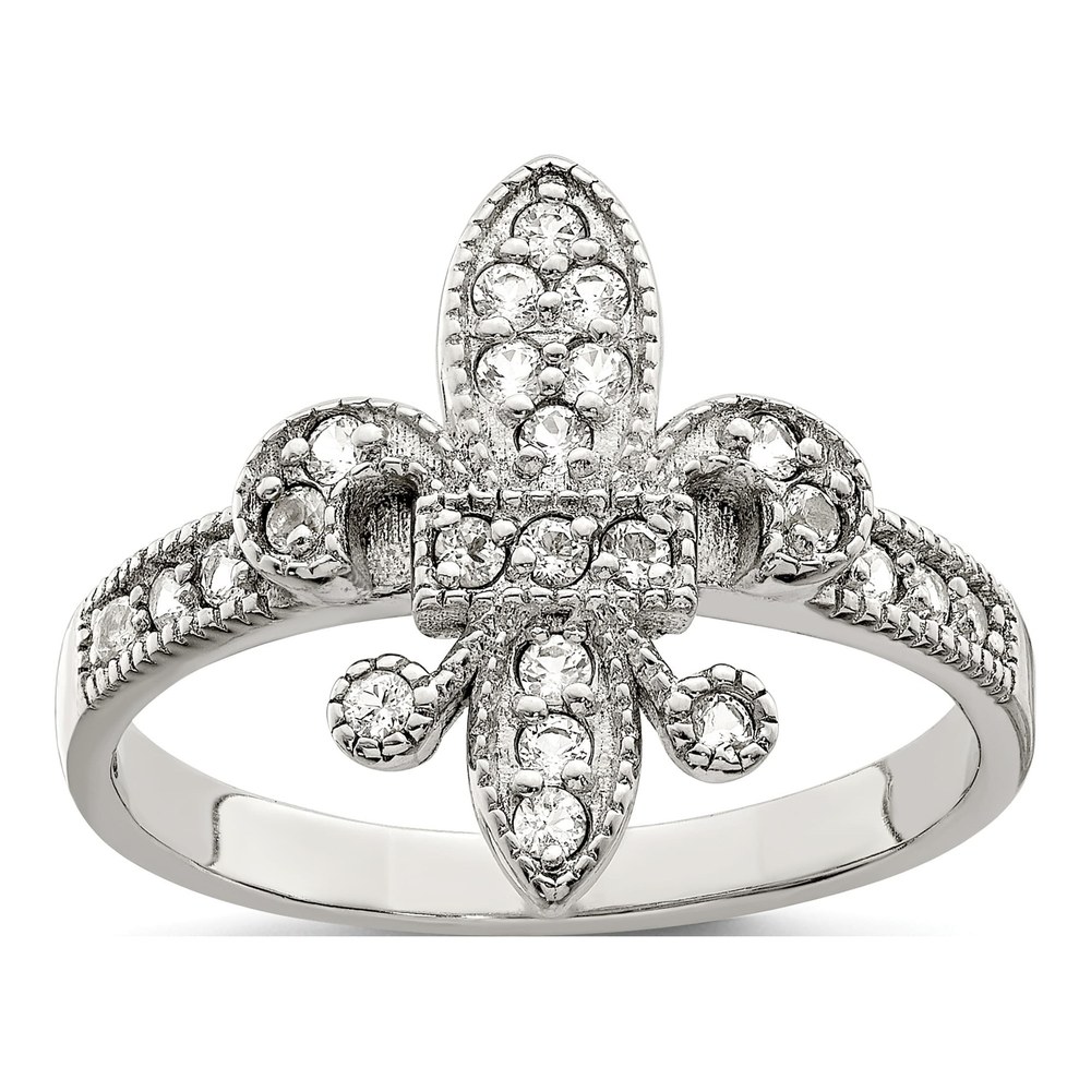 Sterling Silver CZ Fleur-De-Lis Ring
