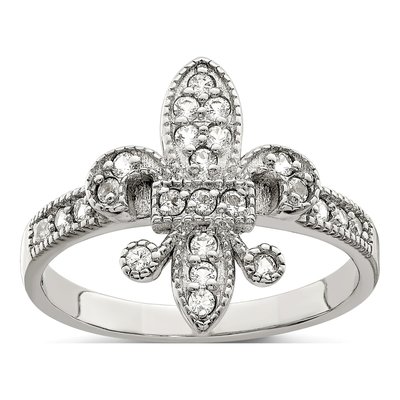 Sterling Silver CZ Fleur-De-Lis Ring